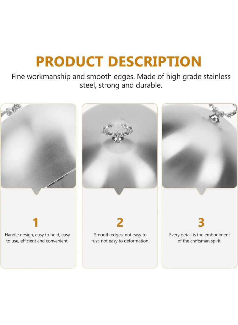 Stainless Steel Food Cover: Cheese Melting Dome With Handle for Kitchen Serving Plate Dish 20cm Style 2 - Image 5